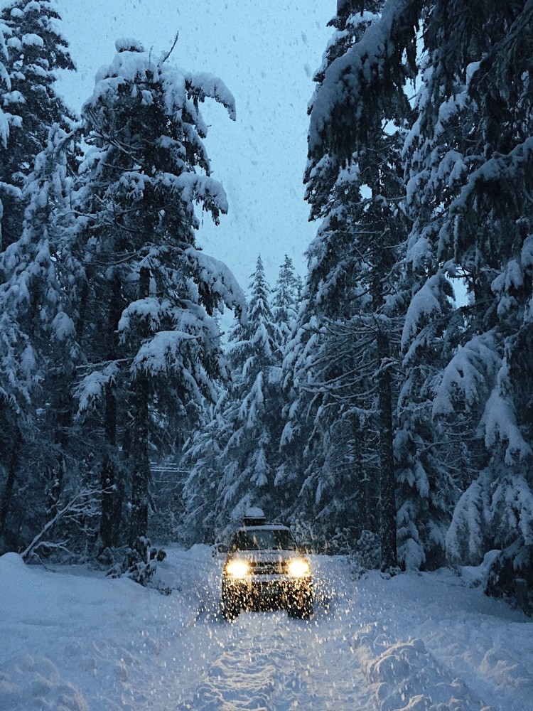 Geländewagen im Schnee