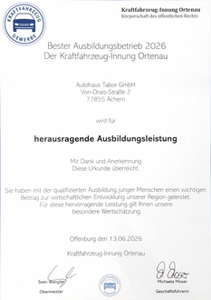 Auszeichnung bester Ausbildungsbetrieb 2026 Auszeichnung bester Ausbildungsbetrieb 2026
